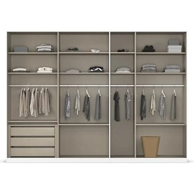 Rauch Möbel Alabama, Kleiderschrank für Schlafzimmer, Kinderzimmer, Wohnzimmer, Garderobe, Flur, 7-türig, Spiegel, mit Zubehör Premium, Farbe Grau metallic, Schwarz, Breite 315 cm – Bild 6