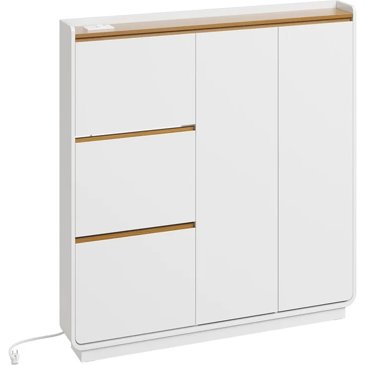 SoBuy FSR229-E-WN Schuhschrank, Schuhkipper, Schuhregal, Spanplatte, Melamin, Weiß, 121 x 126 x 15 cm