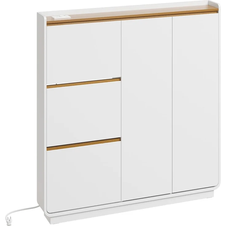 SoBuy FSR229-E-WN Schuhschrank, Schuhkipper, Schuhregal, Spanplatte, Melamin, Weiß, 121 x 126 x 15 cm – Bild 1