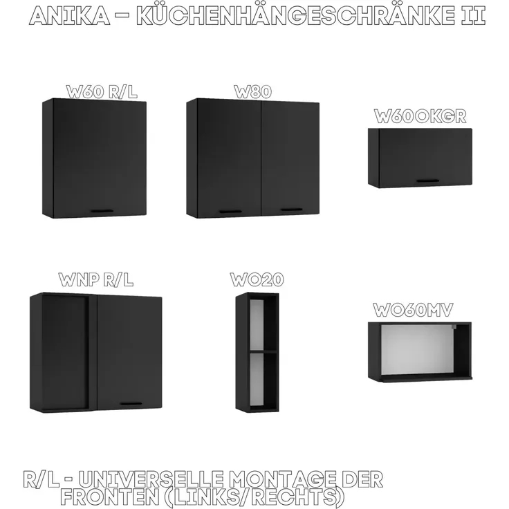 Küchenunterschrank 60 cm - Graphit - Einbauschrank für den Backofen - Höhenverstellbar – Bild 4