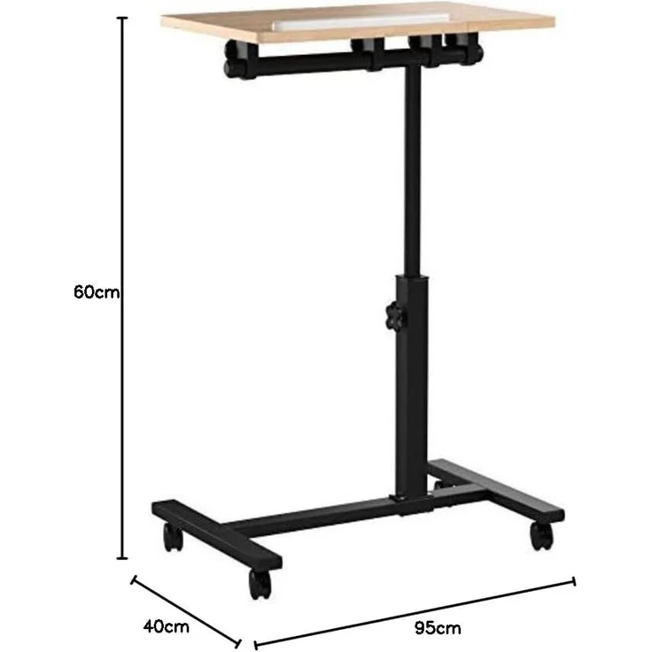 Relaxdays Laptoptisch mit Rollen, höhenverstellbar & drehbar, MDF / Stahl, 95 x 60 x 40,5 cm, Hellbraun – Bild 11