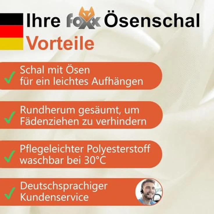 2er Set Ösenvorhang Voile 245 cm creme transparent - Farbe: Creme – Bild 6