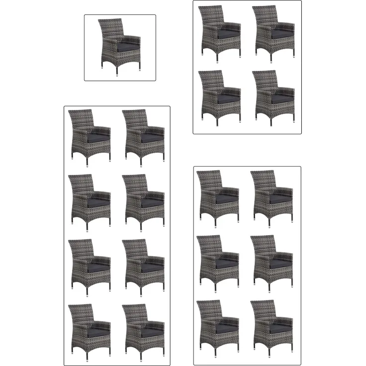 Mandalika Garden MONACO Polyrattan Diningsessel mit Alu-Gestell Black Pearl