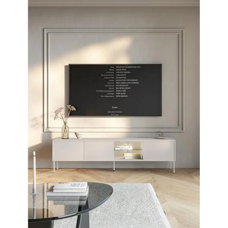 Selsey TV Lowboard 175 cm Rauchglasregal & LED Beleuchtung Modernes Design Matt Kaschmirgrau mit ABS-Kanten Push-to-Open Fronten Lowboard für Wohnzimmer Minimalistische Eleganz & Funktionalität – Bild 3