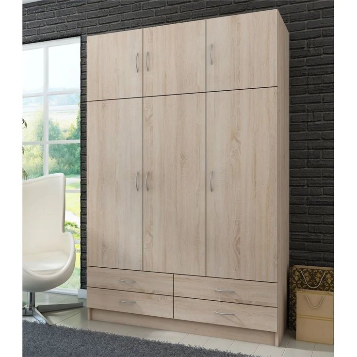 Kleiderschrank Drehtürenschrank Wäscheschrank Schrank Schlafzimmer Sonoma Eiche – Bild 1