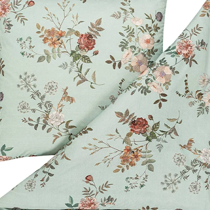 Estella Interlock Jersey Bettwäsche Perla 6913-532 Blumen Mint 135x200 – Bild 4