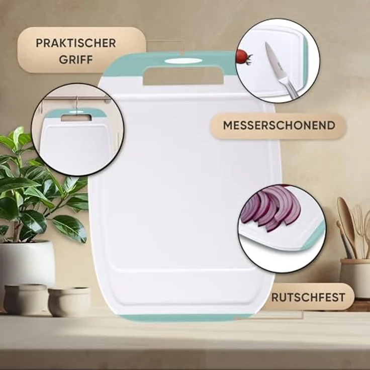 NEOFLAM® Schneidebrett BiJu Antibakterielles Schneidebrettset, 3tlg. - Grau/Türkis/Royalblau, Kunststoff (PP), (3-St) – Bild 7