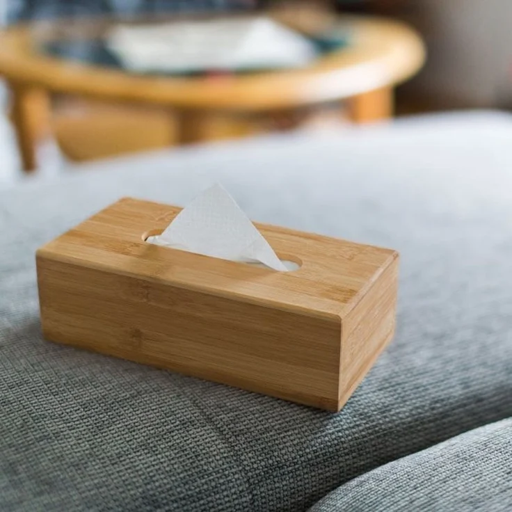Relaxdays Kosmetiktücherbox aus Bambus – Bild 2