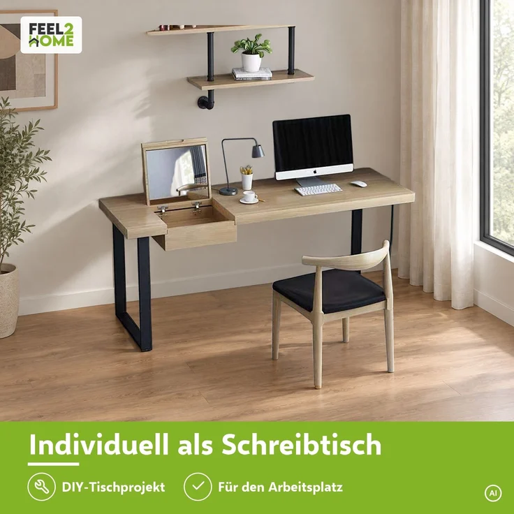 Tischuntergestell 90x72cm Möbelfüße Schwarz Tischbeine Industrie Bankkufen Stahl – Bild 8