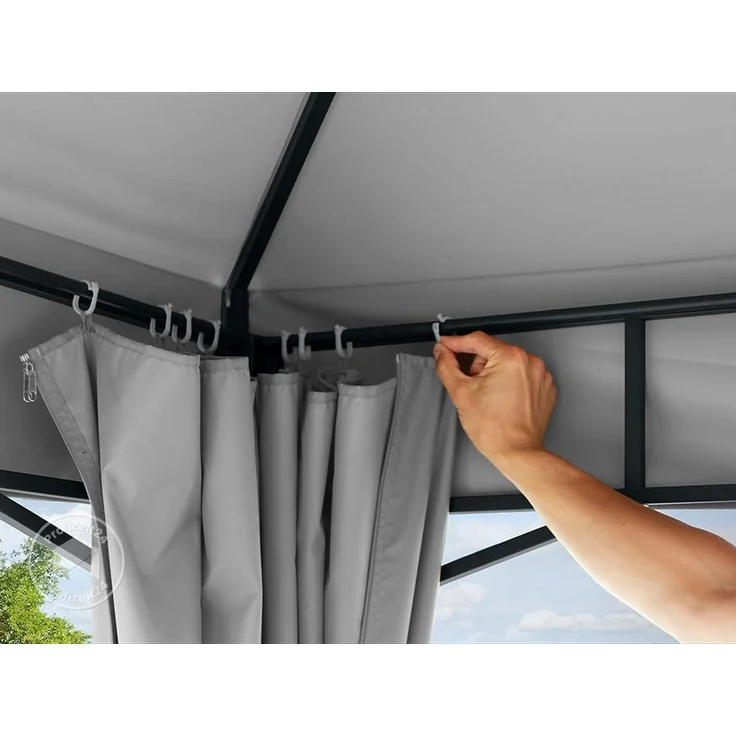Toolport Gartenpavillon wasserdicht 180g m² Dachplane, Stahlrahmen / Polyester grau, 3x3 m – Bild 7