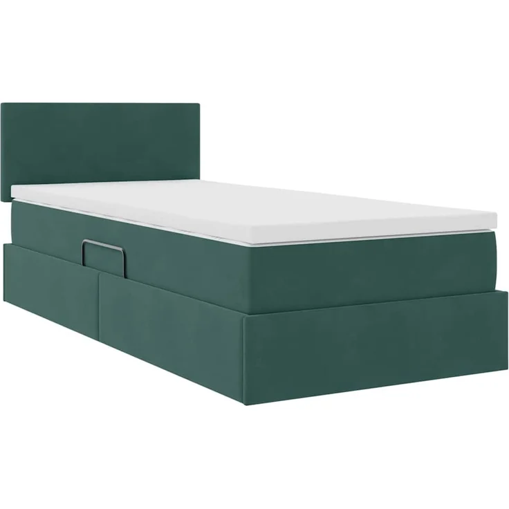 vidaXL Aufbewahrungsbett mit Kopfteil Dunkelgrün 100 x 200 cm Samt 3370680 – Bild 5