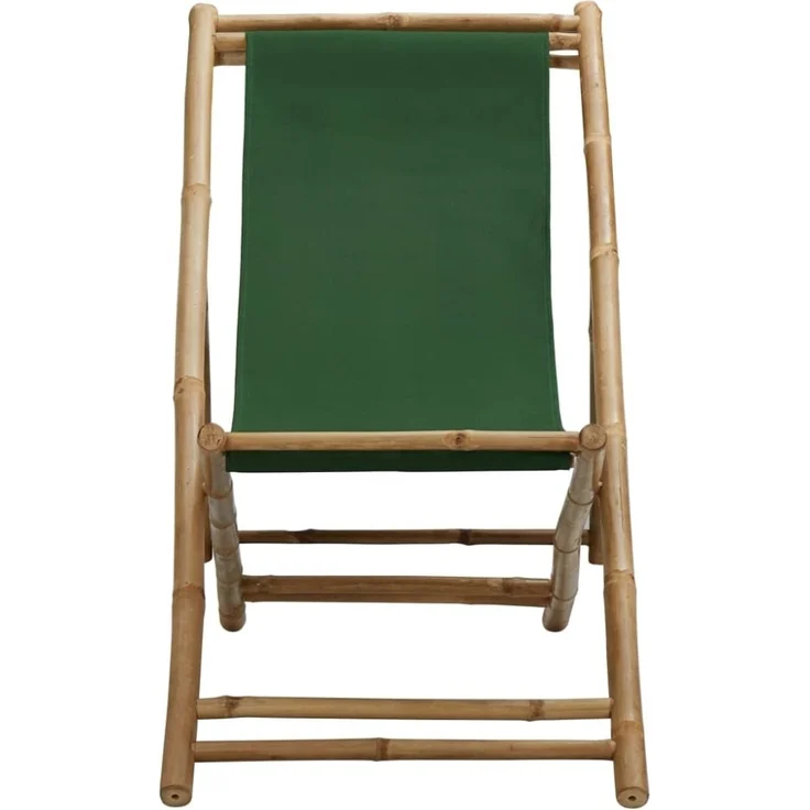 vidaXL Liegestuhl Bambus und Canvas Grün 313021 – Bild 2