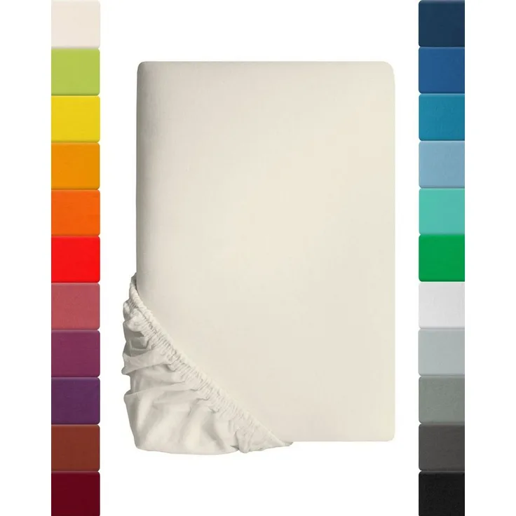 Lavea Spannbettlaken Maya, Betttuch aus 100% Baumwolle, 60x130-200x220cm, fusselfrei und pflegeleicht, Gummizug: rundum, (1 Stück), geeignet für Matratzen, Topper, Boxspringbetten und Wasserbetten