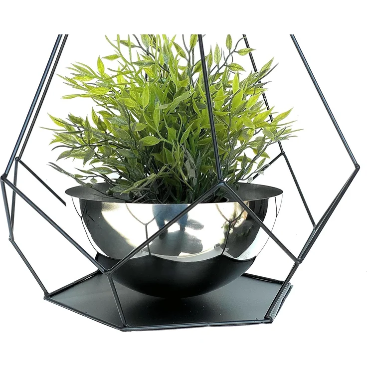 DanDiBo Blumenampel Innen Metall Wand Hängepflanzen 59 cm 96095 S mit Topf 6 Ecken Pflanzenhänger Blumenhänger Topfhänger Blumen Blumentopfhänger Hängetopf – Bild 5