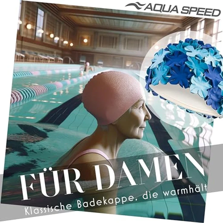 Aqua Speed Badekappe Schwimmkappe mit Blüten-Optik Leicht & dehnbar Lange Haare, Flexibles Design mit 3D-Blüten – Komfort & sicherer Sitz – Bild 3