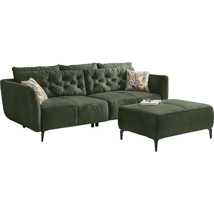 Jockenhöfer Gruppe Big-Sofa Spa, im Retrolook mit Wellenfederung, und frei im Raum stellbar, inkl. 7 Kissen – Bild 2
