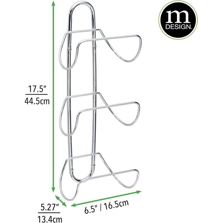 mDesign Handtuchhalter Regal Ablage Metall verchromt Silber 3 Halterungen – Bild 2