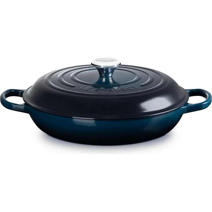 Le Creuset Signature Flache Auflaufform aus emailliertem Gusseisen mit Deckel, 30 cm, 3,2 Liter, Nuit