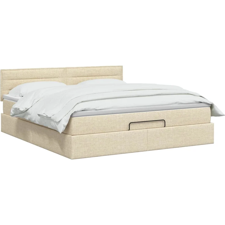 vidaXL Ottoman-Bett mit Matratze und LED Creme 140x190 cm Stoff 3456827 – Bild 2