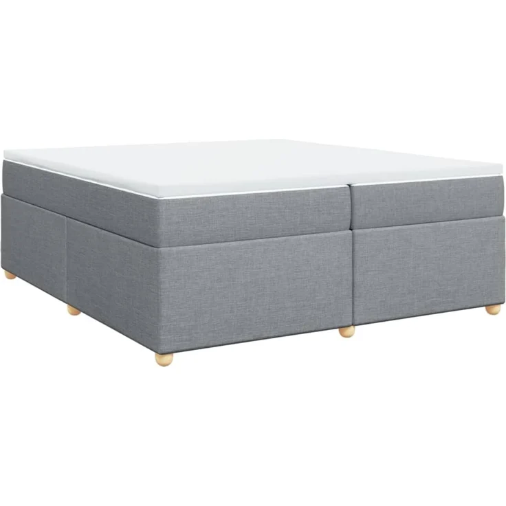 vidaXL Boxspringbett mit Matratze Hellgrau 200x200 cm Stoff 3285401 – Bild 2