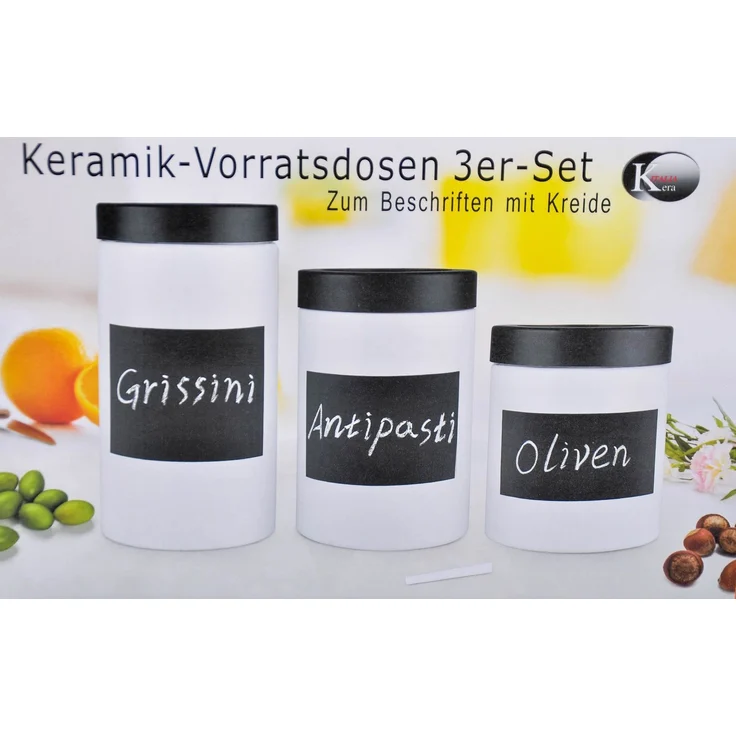 Keramik Vorratsdosen 3er-Set mit Schriftfeld Kaffeedose Teedose Dose Vorratsdose