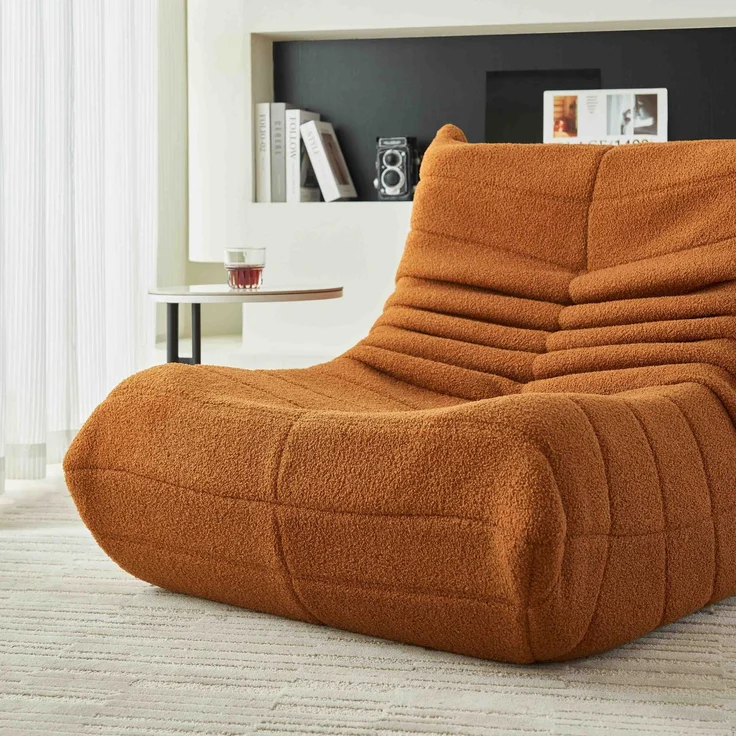 Loungesofa 105x90x72 cm, Orange, Teddy-Vlies, ergonomisch, hochdichte Schaumstoff-Polsterung – Bild 5