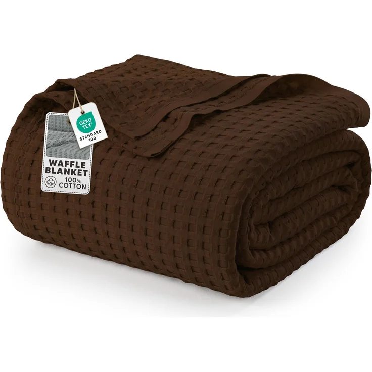Utopia Bedding Baumwoll Waffeldecke 300 GSM (Braun - 274x228 cm), weiche, leichte, atmungsaktive Bettdecke für alle Jahreszeiten