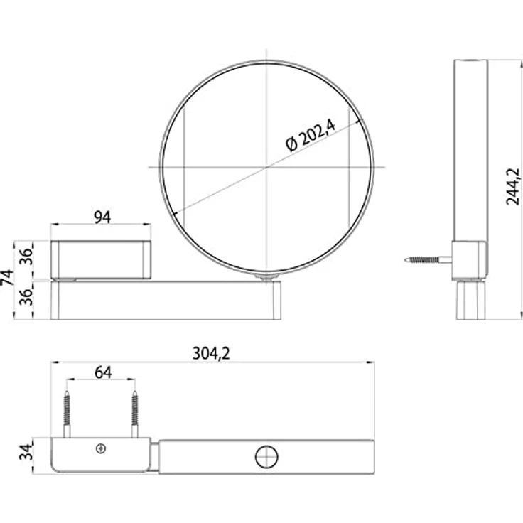 Emco Universal LED Kosmetik- und Rasierspiegel, runder Wandspiegel mit dimmbarer Beleuchtung, Vergrößerung (3-/7-fach), verchromt, Flexarm – Bild 5