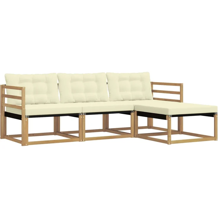 vidaXL Outdoor-Sofagarnitur 4 stk. 4-Sitzer Weiß und Creme 3388552 – Bild 2