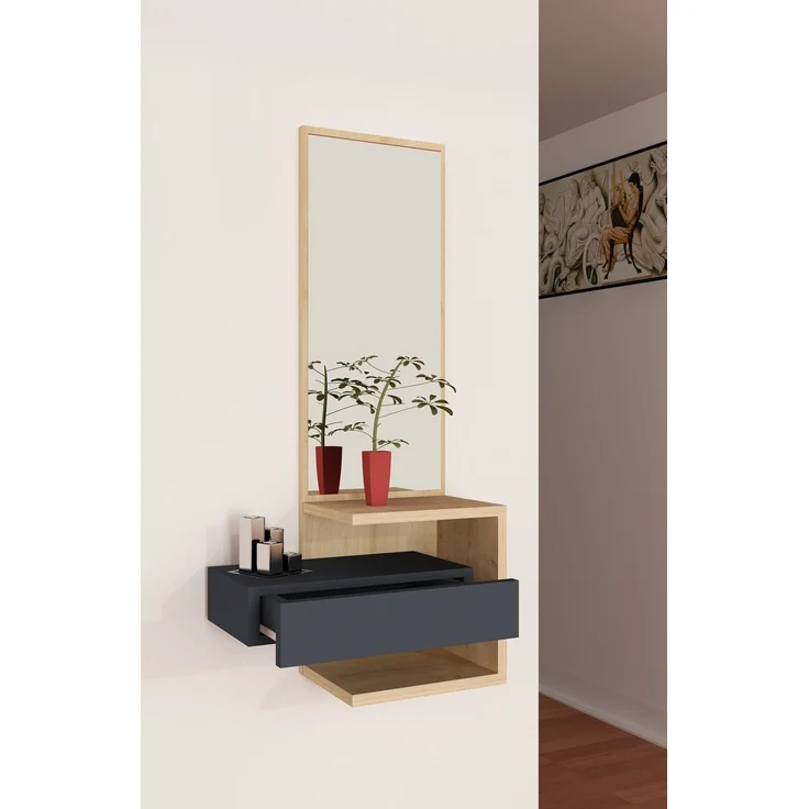 Skye Decor 'Stella' Garderobe, Eiche / Anthrazit, 49,1 x 90 x 31,3 cm – Bild 2