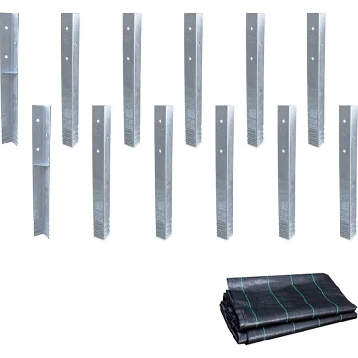 WICKEY Befestigungsanker-Set 12 Stück Winkelanker + WICKEY 3W Sandschutzfolie 250x250 cm für Spielturm, Kletterturm, Stelzenhaus und Baumhaus