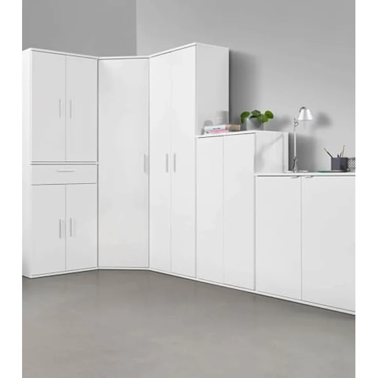 mokebo® Besenschrank 'Der Lange' moderner Mehrzweckschrank mit Staubsaugerfach, Schrank & Putzschrank, Made in Germany | 60 x 180 x 34 (B/H/T in cm) | Weiß – Bild 3