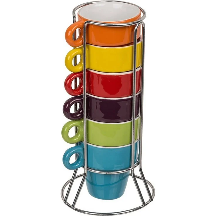Out of the Blue Tasse Mini Espressotassen 6er Set mit Metallständer, Metall – Bild 1