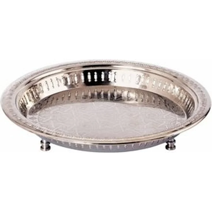 Marrakesch Orient & Mediterran Interior Dekotablett Orientalisches Tablett Serviertablett Juman 40cm Silber, Handarbeit – Bild 6