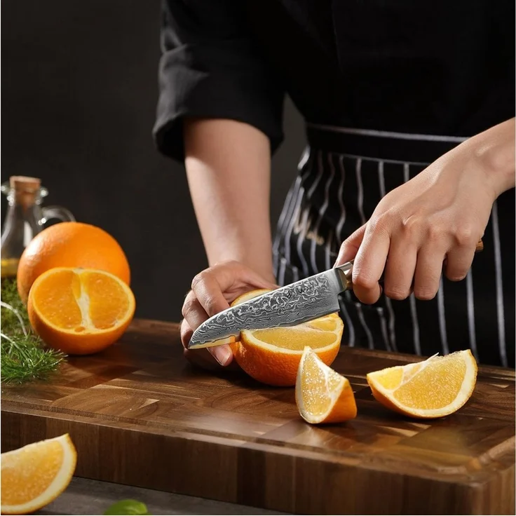 Wakoli Santokumesser EDIB Pro Damast Santoku Messer I Küchenmesser Kochmesser I 11cm Klinge, 67 Lagen Damaststahl, VG-10 Stahlkern – Bild 2