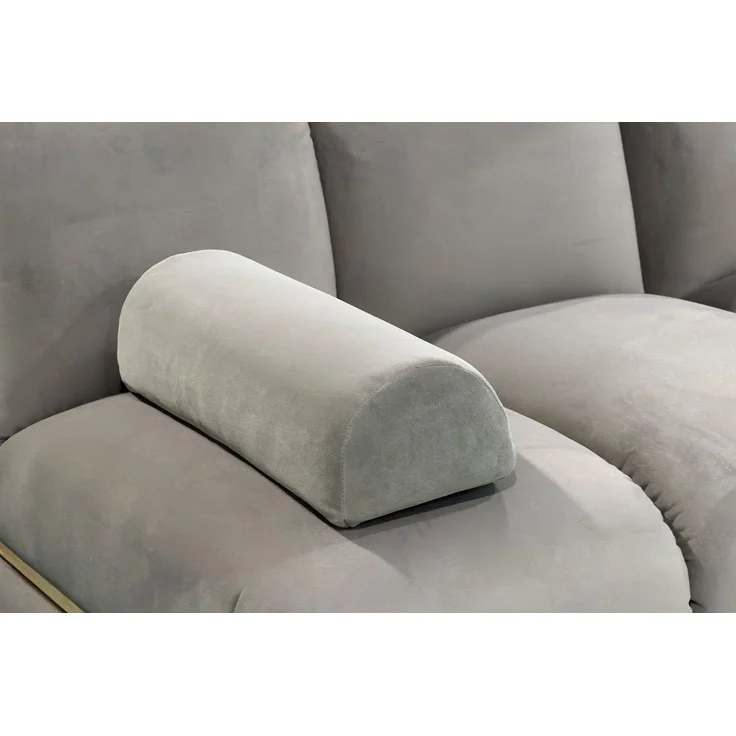 KAWOLA Modulsofa LAYLA Ecksofa 3 Module 2 Armlehnkissen Velvet taupe 74 x 213 x 213 cm – Bild 6