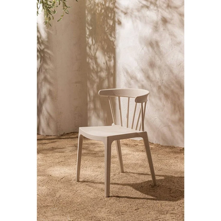 Gartenstuhl Bliss aus Kunststoff, stapelbar und wetterfest, moderner Stil, Off-White, für drinnen und draußen – Bild 2