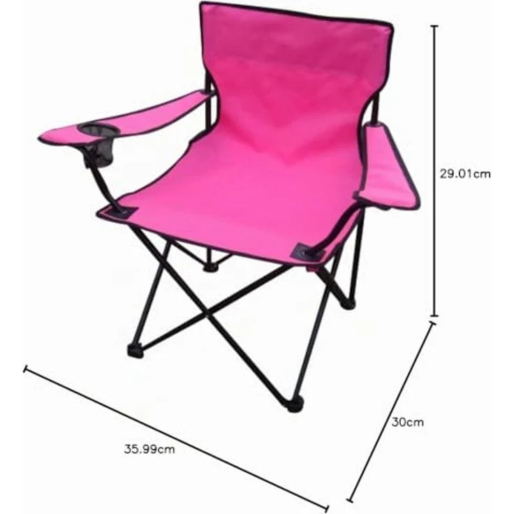 Anglersessel m. Getränkehalter Campingsessel Campingstuhl Festivalstuhl faltbar Pink – Bild 2