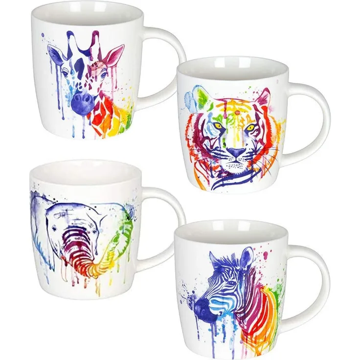 Könitz Porzellan Tassen Set 4teilig Watercoloured Animals