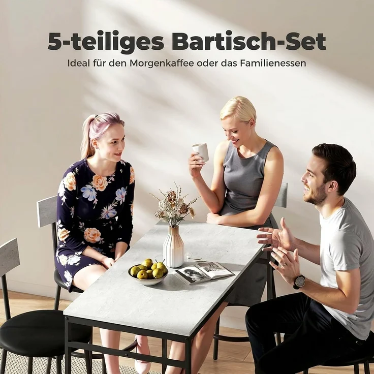 HOMCOM Bartisch Set, Stahl, MDF, Hellgrau, 110L x 55B x 90H cm – Bild 3