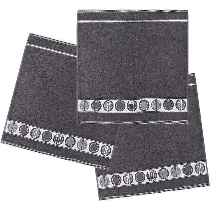 Kracht Geschirrtuch Teller, (3-tlg, 3-teilig), 3er Pack Frottee Küchenhandtücher (3 Stück) ca. 50x50cm Baumwolle – Bild 3