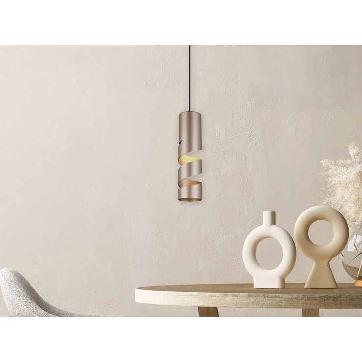 Moderne kleine Pendelleuchte STREAM 1-flammig aus Metall in Coffee, Ø 12cm – Bild 1