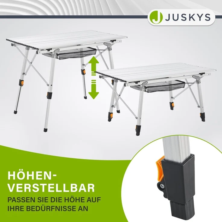 Juskys 'Picco' Campingtisch, klappbar, höhenverstellbar - Aluminium silber, 90x52 cm – Bild 4
