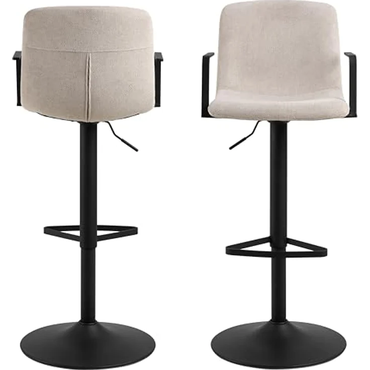 MID.YOU Barhocker, schwarz-beige, Textil, FSC Mix, 50x114x53 cm, Esszimmermöbel – Bild 3