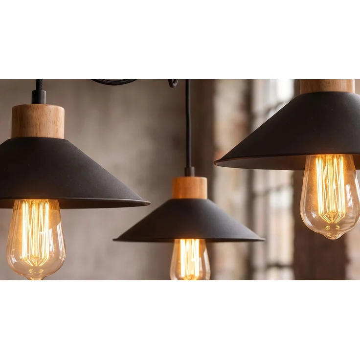 KAWOLA Hängelampe URAL 3-flammig Metall schwarz 100 x 24 x 114 cm – Bild 5