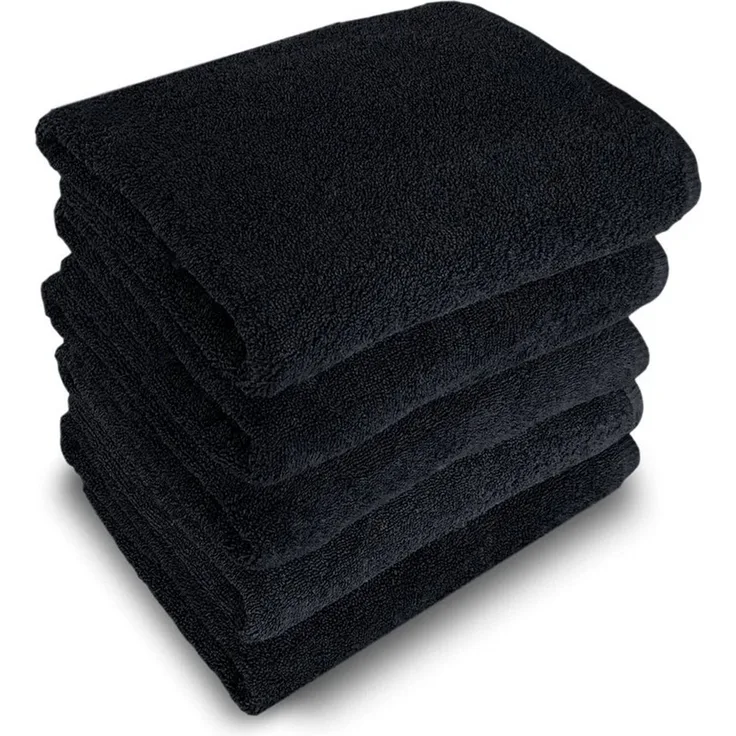 MatratzenL.A.B® Duschtücher 400 g/m² Blauer Schwan®, 100% Baumwolle (Duschtuch 70x140 cm, 1-St), Schwarz, Frottee, mit Aufhänger, einzeln verpackt