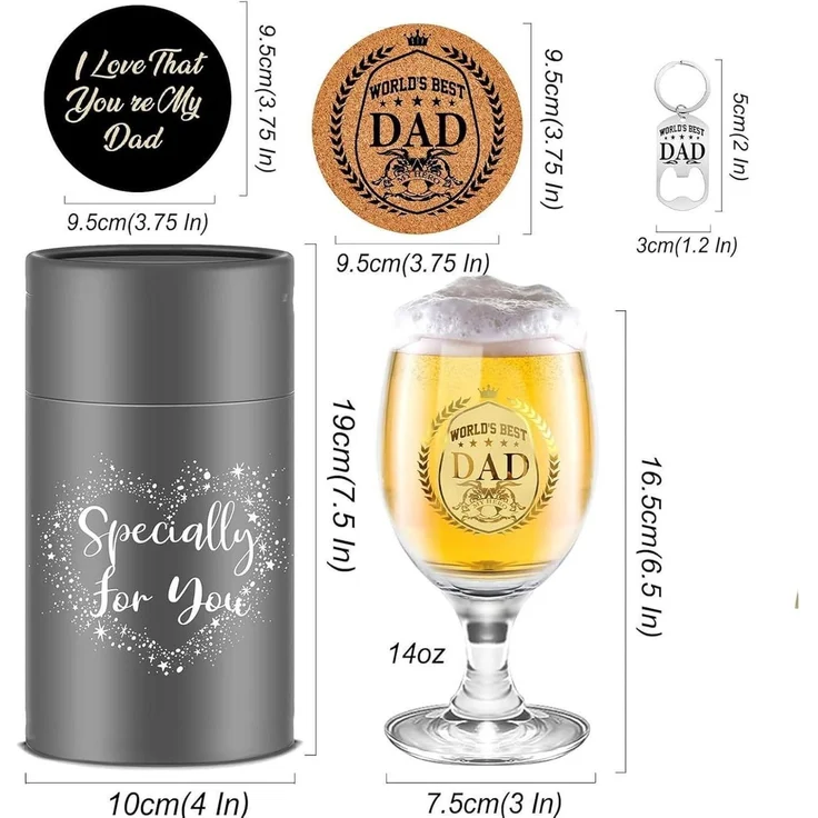 Bierglas Personalisierte Gravur Papa Dad Geburtstag 5 Dad Biergläser – Bild 4