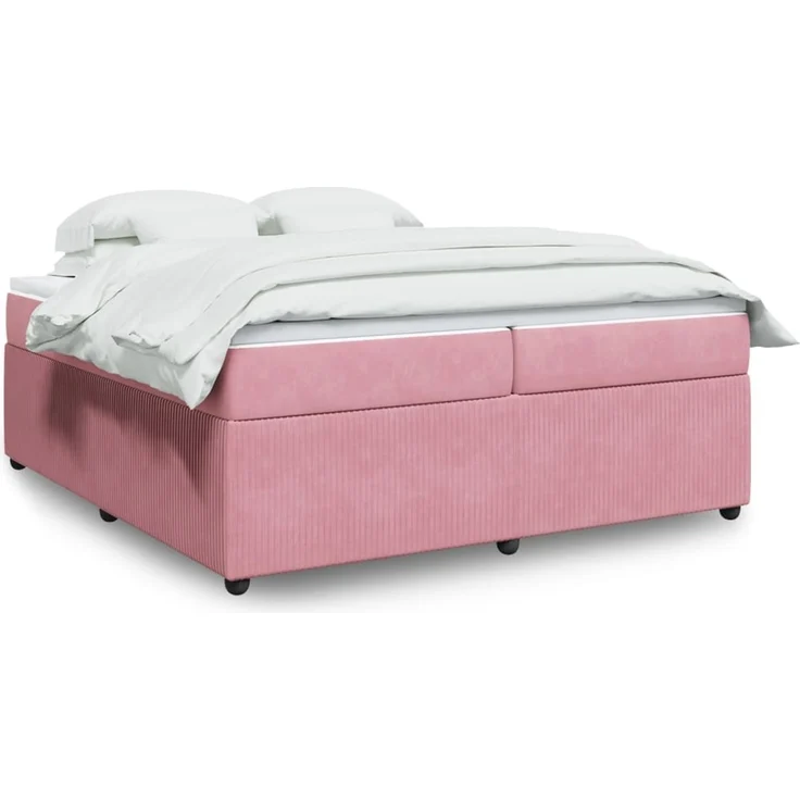 vidaXL Boxspringbett mit Matratze Rosa 200x200 cm Samt 3285667 – Bild 1