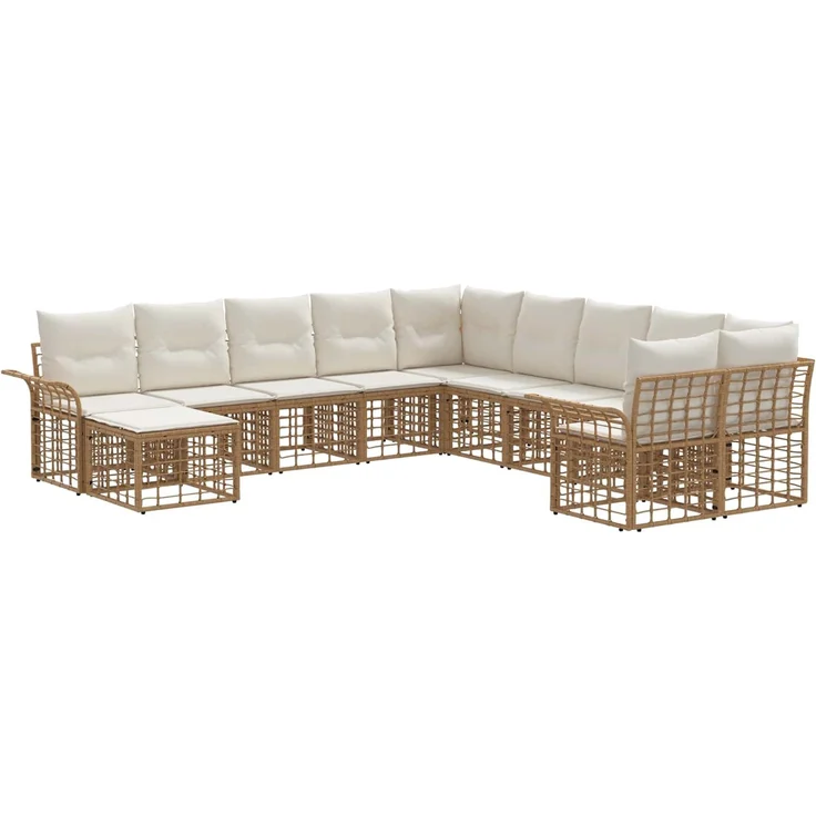 vidaXL Outdoor-Sofagarnitur 11 pcs Natürlich und Cremweiß Polyester 3437822 – Bild 2