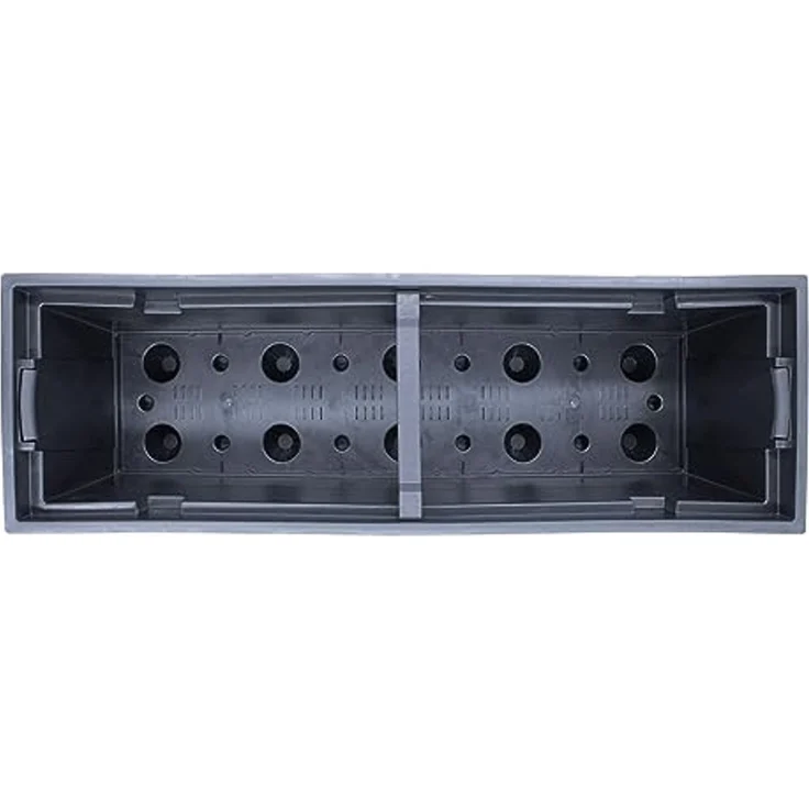 Spetebo Blumenkasten XL Pflanzkasten anthrazit Rattan Optik 57x49 cm (Packung, 1 St, bestehend aus 1 Blumenkübel mit Pflanzschale) – Bild 4